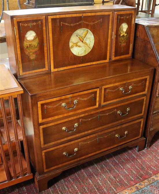 An Edwardian painted mahogany writing chest